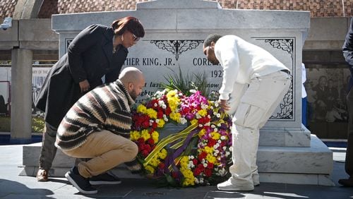 The family of Martin Luther King Jr. held a wreath-laying ceremony Thursday marking 56 years since his assassination.