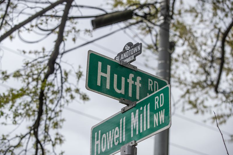A street sign in Blandtown bears the name of the neighborhood. (Alyssa Pointer / Alyssa.Pointer@ajc.com)