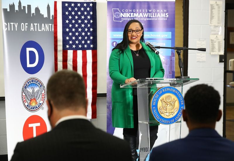 U.S. Rep. Nikema Williams, D-Atlanta, will join Atlanta Mayor Andre Dickens and representatives from the U.S. Department of Housing and Urban Development for a news conference today. (Curtis Compton / The Atlanta Journal-Constitution)
