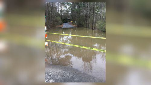 Keheley Road at Eula Drive in Marietta remains closed due to flooding. Credit: Cobb County government