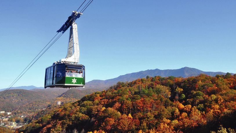 The Aerial Tramway carries visitors on a scenic ride from downtown Gatlinburg to the Ober Mountain Fall Festival. Contributed by Tennessee Dept. of Tourist Development