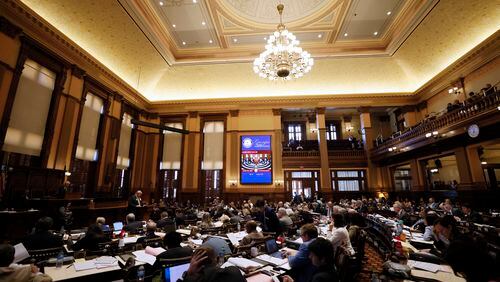 The Georgia House debates the state budget Monday during Crossover Day at the Capitol in Atlanta.
Miguel Martinez /miguel.martinezjimenez@ajc.com