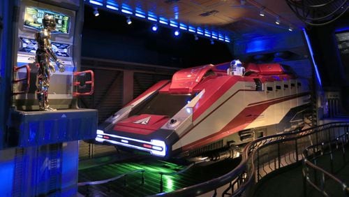 A view of the Star Tours entrance during the media preview of Star Wars Season of The Force at Disneyland in Anaheim, Calif., on November 12, 2015. The attraction is adding elements &quot;Star Wars: The Last Jedi&quot; prior to its December 15, 2017, release. (Allen J. Schaben/Los Angeles Times/TNS)