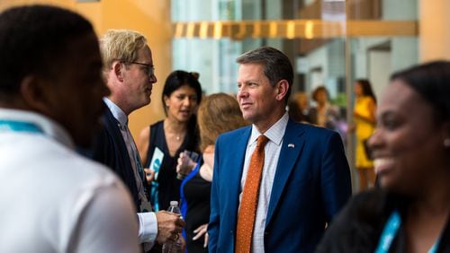 Gov. Brian Kemp at the opening of an Atlanta office tower in May 2019. (Casey Sykes for The Atlanta Journal-Constitution)