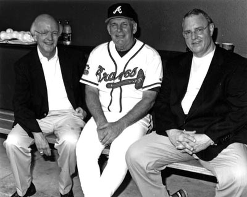 Braves icons Pete Van Wieren, Bobby Cox, Skip Caray.
