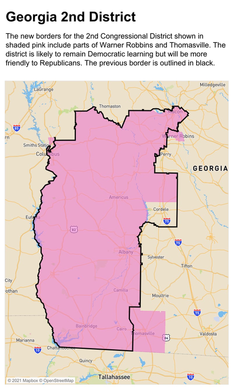 How Georgia's 2nd Congressional District will change.