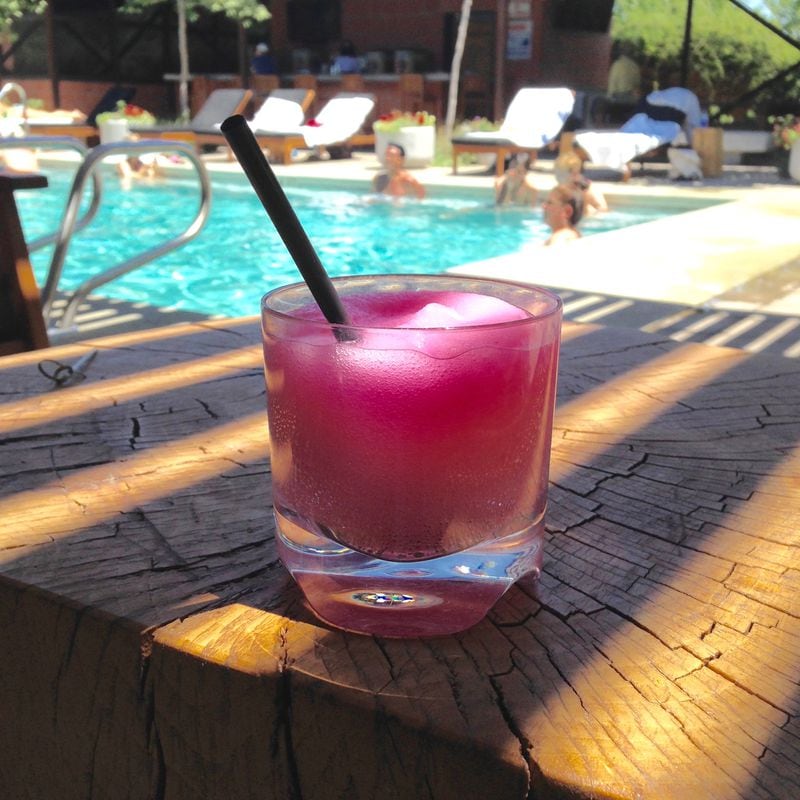 A prickly pear margarita from Bar Nadal Pool + Grill at the Hotel Saint George. CONTRIBUTED BY SUZANNE VAN ATTEN