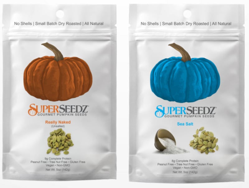 SuperSeedz roasted pumpkin seeds come in a variety of savory and sweet flavors.