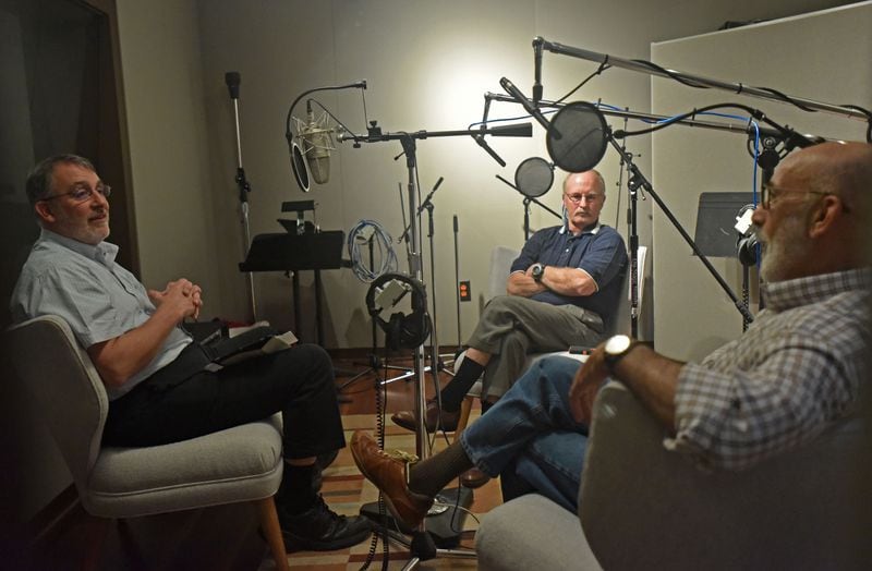 April 15, 2015 AJC senior legal affairs writer Bill Rankin (left) interviews former FBI agents Danny Sindall and John Insogna (right) for The Atlanta Journal-Constitution's new podcast series, Breakdown, at Co3 Sound in Buckhead on Wednesday, April 15, 2015. HYOSUB SHIN / HSHIN@AJC.COM