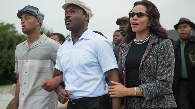 This photo released by Paramount Pictures shows, David Oyelowo, center, as Martin Luther King, Jr. and Carmen Ejogo, right, as Coretta Scott King in the film, "Selma," from Paramount Pictures and Pathé. (AP Photo/Paramount Pictures, Atsushi Nishijima) This photo released by Paramount Pictures shows, David Oyelowo, center, as Martin Luther King, Jr. and Carmen Ejogo, right, as Coretta Scott King in the film, "Selma," from Paramount Pictures and Pathé. (AP Photo/Paramount Pictures, Atsushi Nishijima)