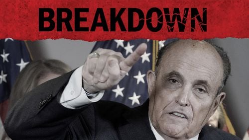 In the third episode of The Atlanta Journal-Constitution's "Breakdown" podcast, we consider what laws may have been broken during President Trump's January 2021 phone call to Georgia Secretary of State Brad Raffensperger. And was Trump acting on legal advice from his law team, including former Mayor of New York Rudy Giuliani? (Jacquelyn Martin / AP file)
