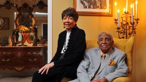 Civil rights leaders Joseph Lowery and wife Evelyn Lowery shown in their Atlanta home Sept. 13, 2013. Evelyn suffered a stroke five days later and died on September 26.