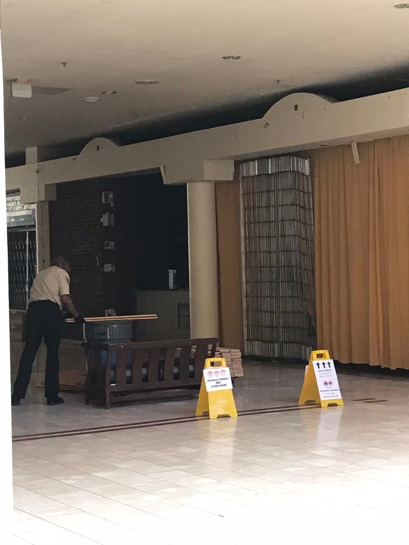 This guard shooed me away from the entrance to the fictional Starcourt Mall at 10:10 a.m. Wednesday, July 10, 2019.