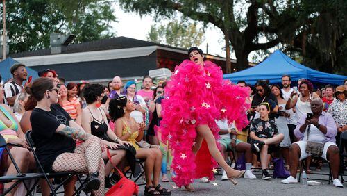 Marie Con performs Saturday during the First City Pride Center Stonewall Anniversary Block Party on Bull Street.