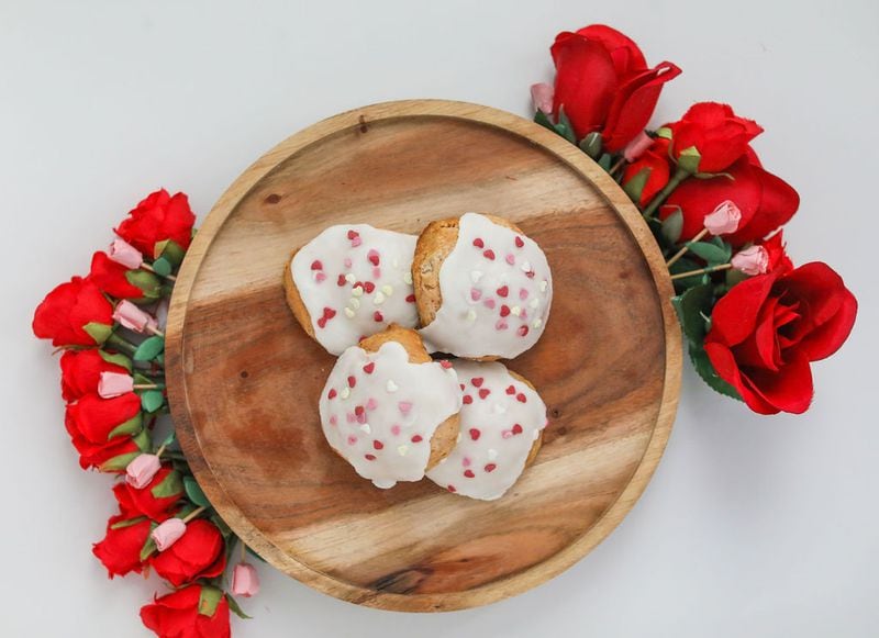 Seven Sisters is offering special Valentine’s Day flavors of scones, including strawberry Champagne. Courtesy of Amy Cole Photography