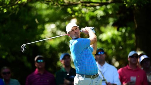 Sammy Schmitz plays a shot during Monday's Masters practice round at Augusta National Golf Club.