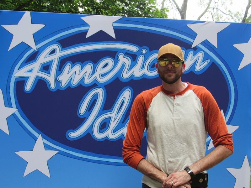  Jake Michael posed in front of the "Idol" sign after he got rejected in the first round. CREDIT: Rodney Ho/rho@ajc.com