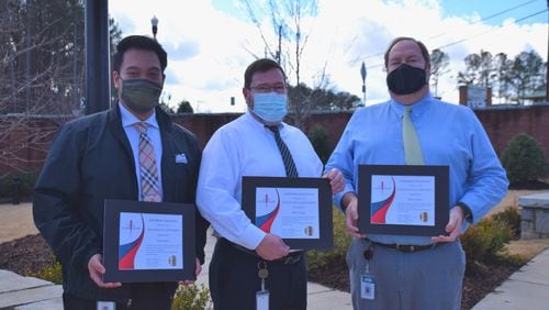 (L-R) Kennesaw's Human Resources Generalist Patrick Ho, Benefits Administrator Kiel Cooper and Human Resources Director Brian Acker now are certified as crisis coordinators for Kennesaw. (Courtesy of Kennesaw)