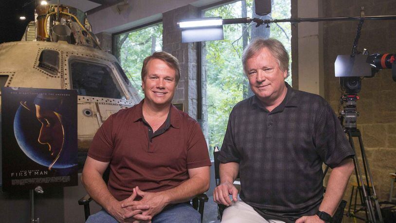 Mark and Rick Armstrong, sons of Neil Armstrong, visited the Fernbank Science Center in Atlanta on Oct. 9, ahead of the “First Man” movie release. ALYSSA POINTER / ALYSSA.POINTER@AJC.COM