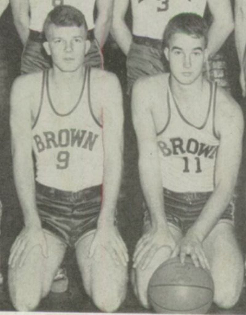 Charlie Brannon (left) and Pepper Rodgers were  high school teammates in football, baseball and  basketball. Then they were football teammates at Georgia Tech for four seasons, both members of Tech’s 1952 national championship team. Rodgers reportedlly talked Brannon and Brown's coaching staff into making  the more elusive Brannon a running back and Rodgers the quarterback. 