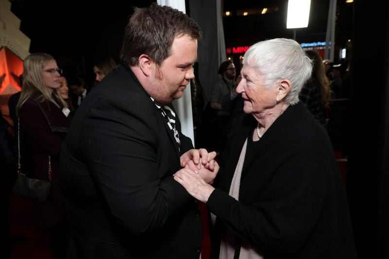 Paul Walter Hauser, who plays Richard Jewell, and Bobi Jewell, Richard’s mother, at the movie’s Hollywood premiere. CLAIRE FOLGER/WARNER BROS. ENTERTAINMENT INC.