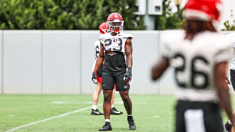 Georgia defensive back Tykee Smith (23) awaits direction during the Bulldogs’ first practice session Friday, Aug. 6, 2021, in Athens. (Tony Walsh/UGA)