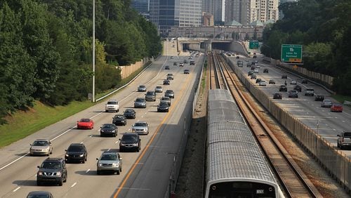A MARTA train heads north from Buckhead to Dunwoody. AJC file