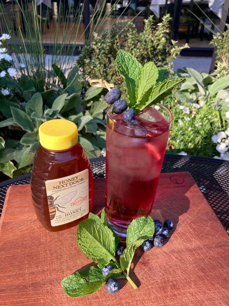 This muddled blueberry rum cocktail is garnished with mint from the Chastain's own garden. Courtesy of the Chastain