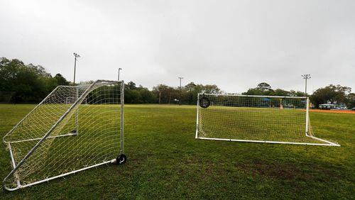 Nets sit off to the side on the athletic field at Jaycee Park on Tybee Island. (Photo Courtesy of Richard Burkhart/Savannah Morning News)