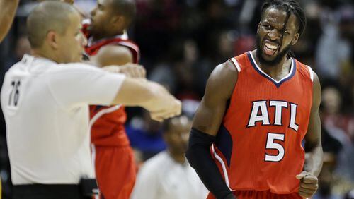 DeMarre Carroll has missed the Hawks’ past three games with a groin strain. (AP Photo/David Goldman)