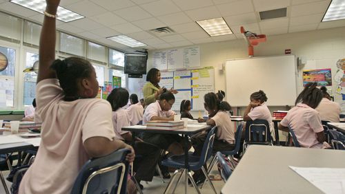 Coretta Scott King Young Women's Leadership Academy made history as the first all-girls middle and high school in Georgia to receive STEM certification from its national accrediting agency. Bob Andres, bandres@ajc.com