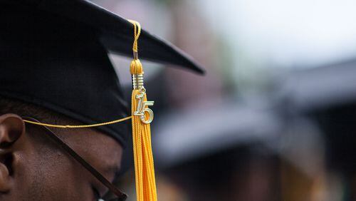 CLASS OF 2015--A tassel hangs from a graduates cap during Morehouse's 131st commencement ceremony, Sunday, May 17, 2015, in Atlanta. BRANDEN CAMP/SPECIAL