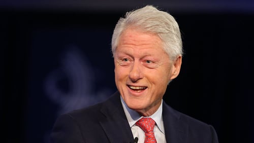 Former President Bill Clinton is pictured here speaking to CNBC's Becky Quick in an exclusive interview, during the Clinton Global Initiative Annual Meeting, in New York City on September 28, 2015. Clinton seems to be having a little fun with President Donald Trump, tweeting about the Clinton Presidential Center being ‘bugged.’