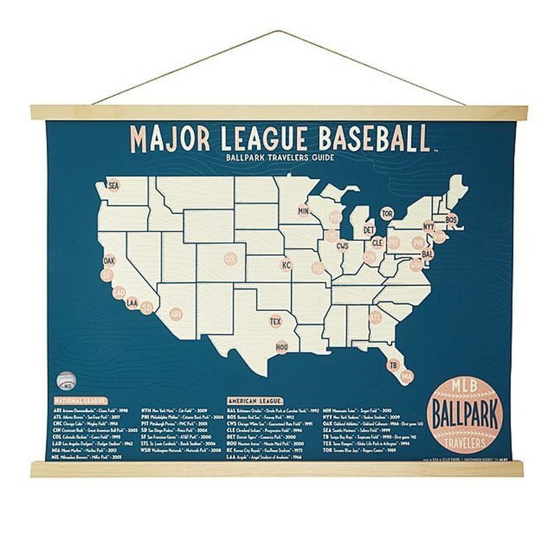 Baseball Stadium Screen Print Map from uncommongoods.com. CONTRIBUTED