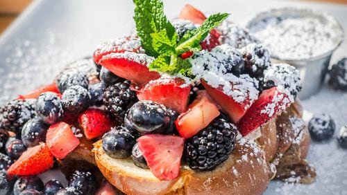 Decatur restaurant Sun in My Belly offers challah French toast stuffed with honeyed ricotta cheese and topped with seasonal fruit.