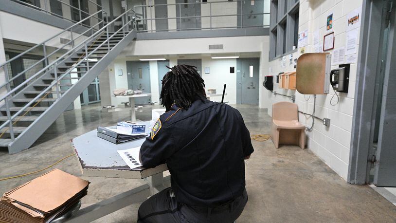 September 8, 2021 Ocilla - The staff at the Irwin County Detention Center gave The Atlanta Journal-Constitution an exclusive tour of the complex this month, revealing empty cells, an empty cafeteria and an empty gymnasium. Employees wore masks and gloves. (Hyosub Shin / Hyosub.Shin@ajc.com)