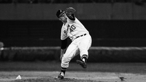 The Braves' Tony Cloninger throws a pitch during the first game at Atlanta Stadium in 1966. (AJC file photo)