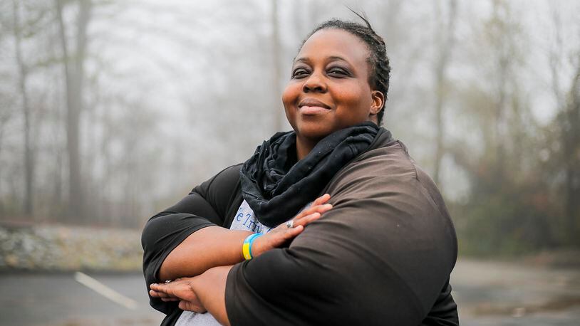 Monica DeLancy, founder of the We Thrive in Riverside Renters Association, is fighting her own eviction in Cobb Suerior Court. (ALYSSA POINTER/ALYSSA.POINTER@AJC.COM)