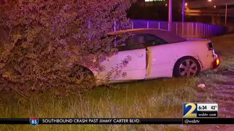 A woman crashed into a fence during a field sobriety test. (Credit: Channel 2 Action News)