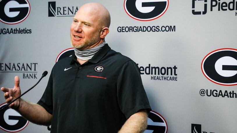 Georgia special-teams coordinator Scott Cochran during a video news conference at the Butts-Mehre Heritage Hall in Athens, Ga., on Friday, Aug. 21, 2020. (Photo by Tony Walsh)
