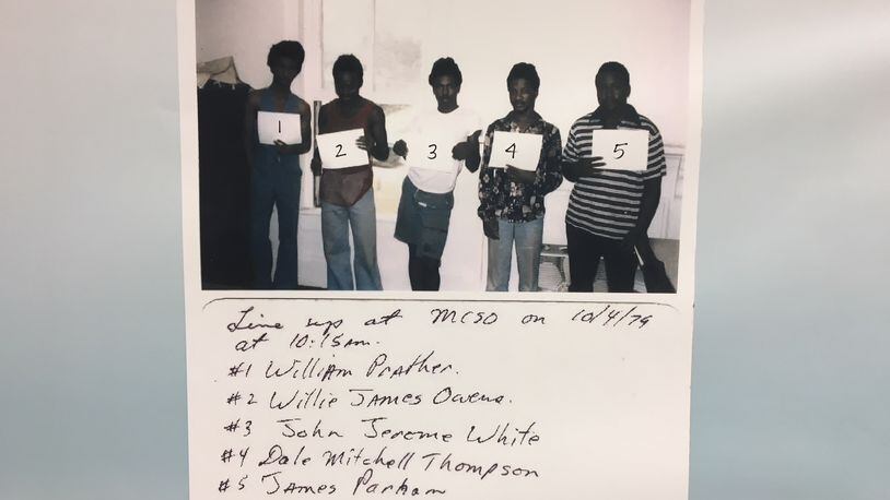 Picture of the lineup that mistakenly put John Jerome White in prison for 22 years.