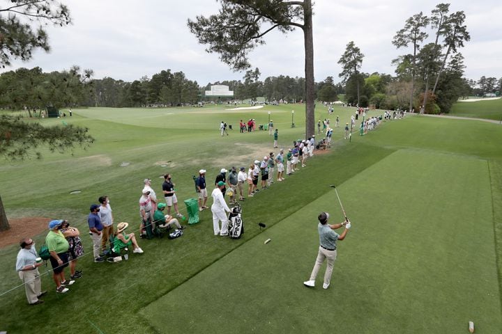 April 8, 2021, Augusta: Bubba Watson tees off on the eighteenth hole during the first round of the Masters at Augusta National Golf Club on Thursday, April 8, 2021, in Augusta. Curtis Compton/ccompton@ajc.com
