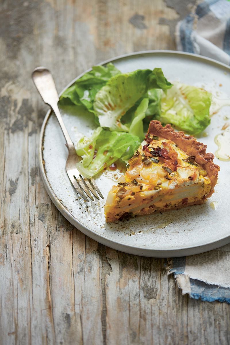 Goat Cheese, Spring Onion & Potato Tart. From “Grow Cook Nourish” by Darina Allen. Reproduced with permission of Kyle books.
(Courtesy of Clare Winfield)
