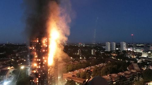 A fire engulfs the 24-story Grenfell Tower in London on Jun 14. At least 80 people died in the blaze that’s been blammed on flammable building material added in a renovation. (Photo by Gurbuz Binici /Getty Images)
