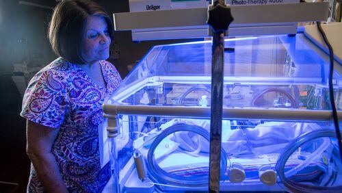 Sandra Howard in the NICU at Piedmont Fayette Hospital. Photo by Phil Skinner