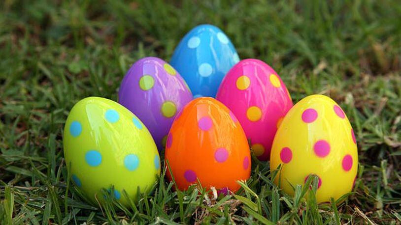 Plastic Easter eggs can be filled with stickers and coins, and other small toys.
