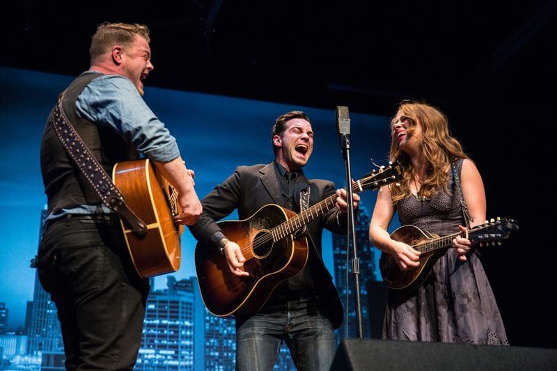 November 8, 2014 Atlanta - Brian Elmquist, left, Zach Williams, center, and Kanene Pipkin of The Lone Bellow perform at the SCADshow theatre, Saturday, Nov. 8, 2014, in Atlanta. Williams began his music career later in life after his wife was injured in a horse riding accident. (SPECIAL/BRANDEN CAMP)