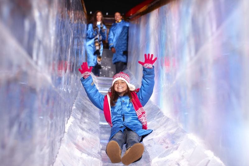 The slide at ICE! at Gaylord Palms Resort in Kissimmee, Fla. CONTRIBUTED BY GAYLORD RESORTS