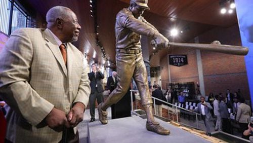 Atlanta Technical College will name Henry Louis “Hank” Aaron Academic Complex in honor of baseball legend, philanthropist. The legend is seen here at the opening of SunTrust Park which recently was renamed Truist Park. AJC file photo