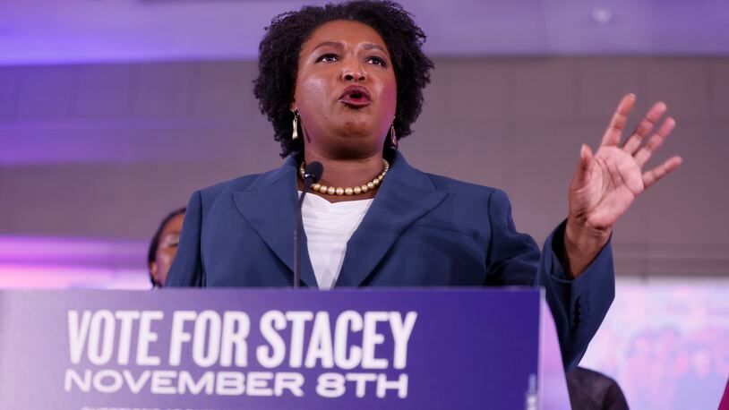 Democrat Stacey Abrams raised more than $103 million for her failed rematch this year against Gov. Brian Kemp, a record-setting haul for a Georgia gubernatorial race, but she now owes vendors than $1 million. (Miguel Martinez/AJC)